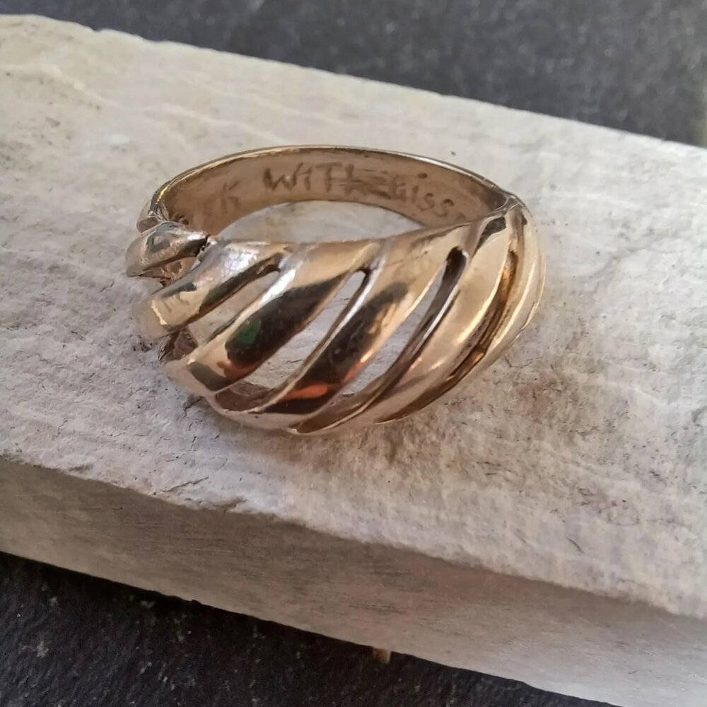 Vintage Handmade "Shrimp" style ring 14k